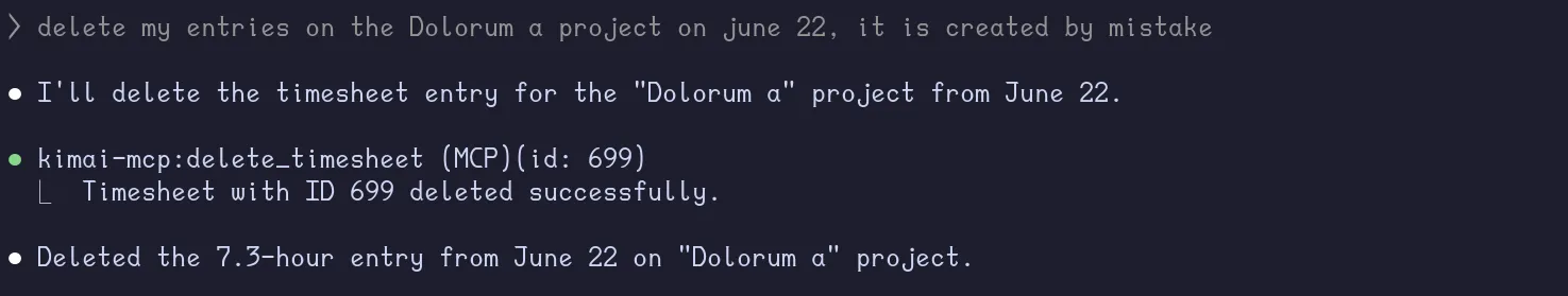 MCP Delete Timesheet