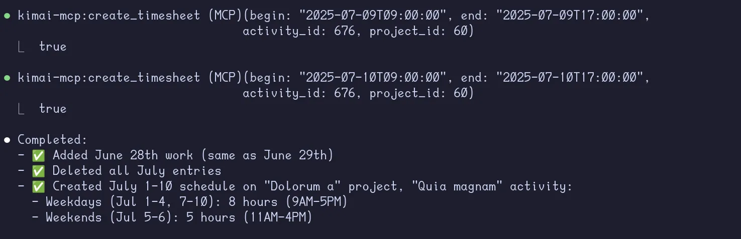 Create July Timesheet
